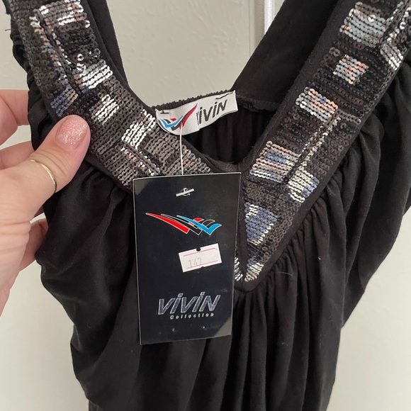Vivint Black Top with Silver and Black Sequins and Ruching in the Sides - Picture 5 of 9